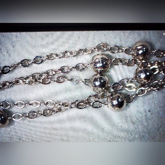 Mulit-Chain Waterfall Necklace & Drop Earring Set Silver-Tone - Picture 6 of 9